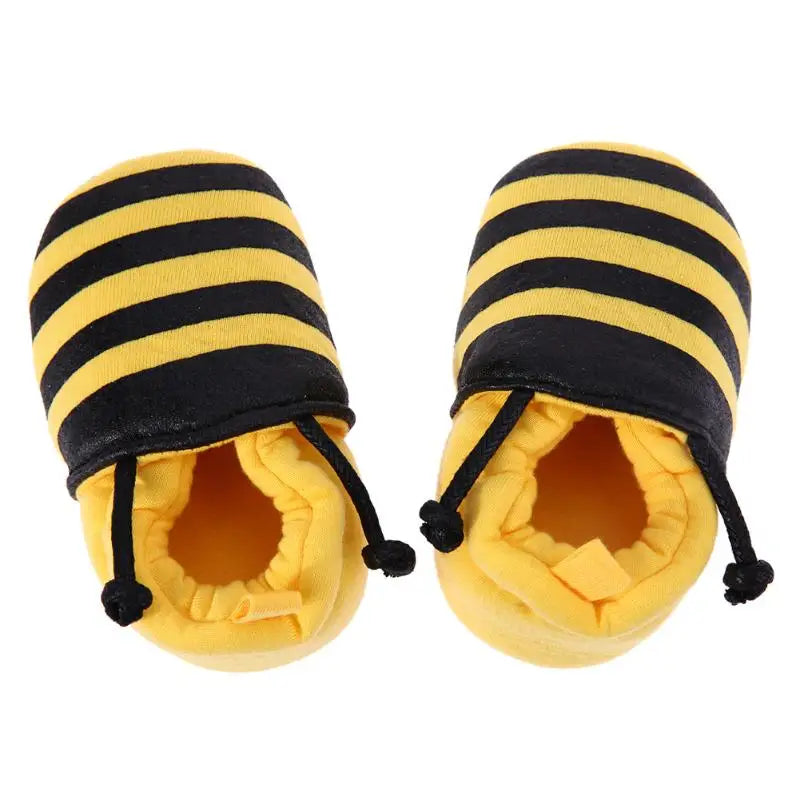 Cute Cartoon Yellow Bee Pattern Newborn Baby Infant Shoes Elastic Band Soft First Walker Baby Shoes