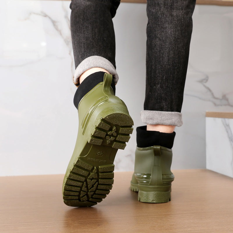 Water Shoes for Women, Chelsea Style with Fleece Lining, Short Rain Boots for Men, Low-Top Rubber Shoes for Men and Women, Non-Slip and Wear-Resistant
