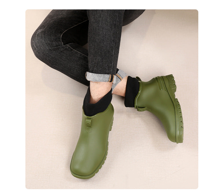 Water Shoes for Women, Chelsea Style with Fleece Lining, Short Rain Boots for Men, Low-Top Rubber Shoes for Men and Women, Non-Slip and Wear-Resistant