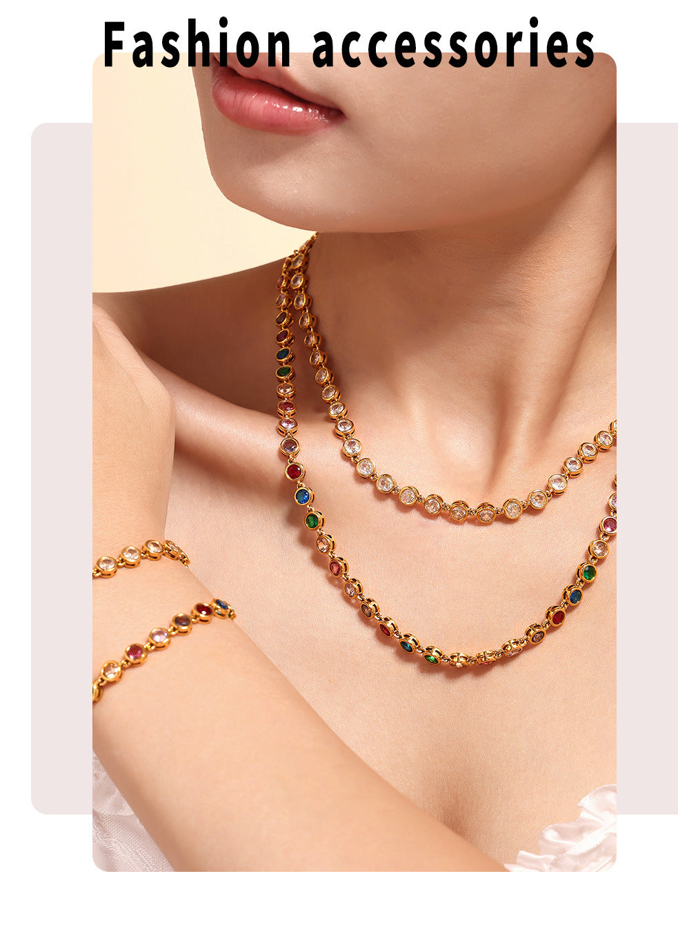 INS Internet Celebrity Bohemian Zircon Bracelet Simple Advanced Dopamine Necklace Advanced Temperament Jewelry suit