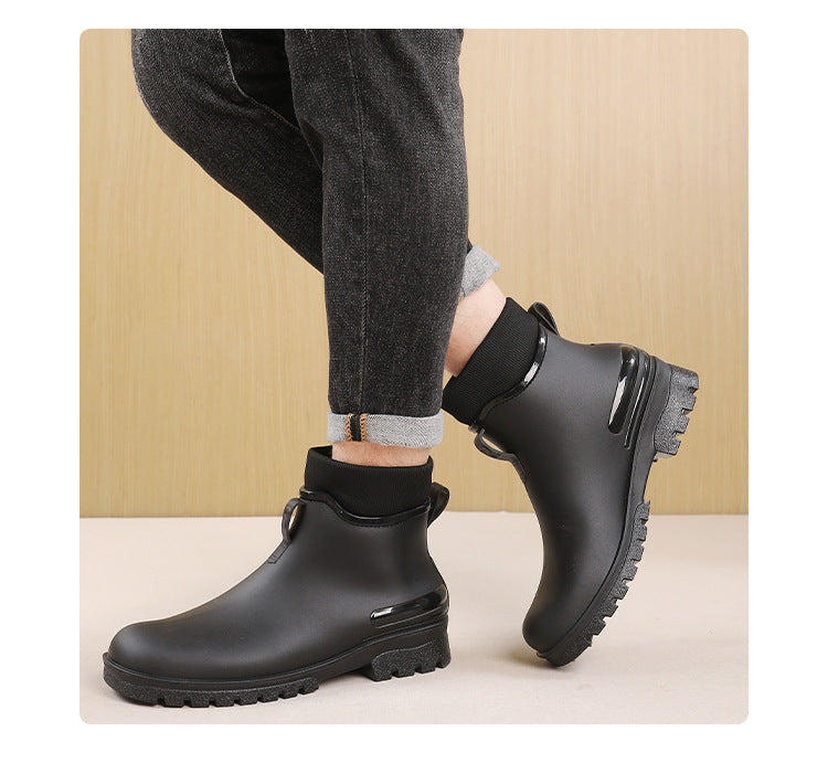 Water Shoes for Women, Chelsea Style with Fleece Lining, Short Rain Boots for Men, Low-Top Rubber Shoes for Men and Women, Non-Slip and Wear-Resistant