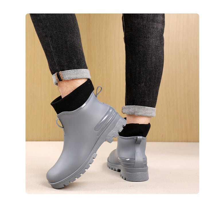 Water Shoes for Women, Chelsea Style with Fleece Lining, Short Rain Boots for Men, Low-Top Rubber Shoes for Men and Women, Non-Slip and Wear-Resistant