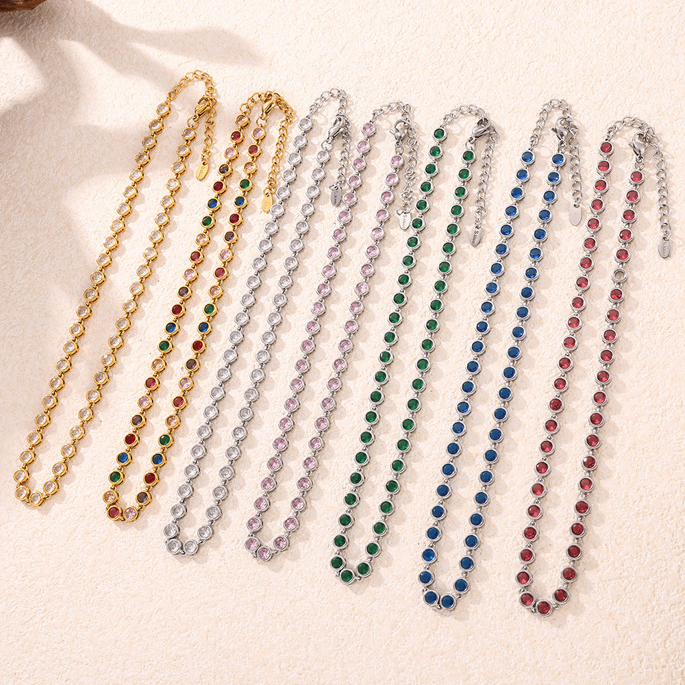 INS Internet Celebrity Bohemian Zircon Bracelet Simple Advanced Dopamine Necklace Advanced Temperament Jewelry suit