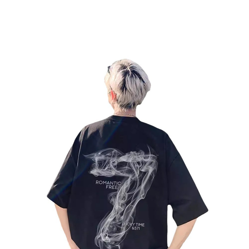 American Trendy Brand Heavyweight Short-Sleeved T-Shirt Men's Summer New Trendyy Half-Sleeved Tops Loose Large Size Men's T-Shirt