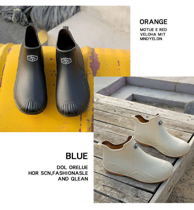 One Piece Free Shipping Cross-Border New Fashion Short-Tube Water Shoes, Waterproof and Non-Slip for Outdoor Wear, Fleece-Lined Kitchen Rain Shoes for Men