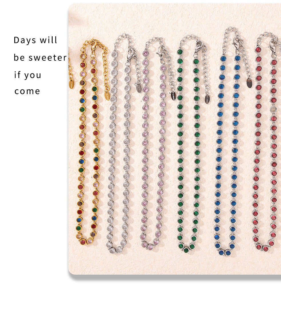INS Internet Celebrity Bohemian Zircon Bracelet Simple Advanced Dopamine Necklace Advanced Temperament Jewelry suit