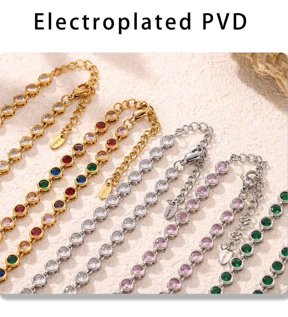 INS Internet Celebrity Bohemian Zircon Bracelet Simple Advanced Dopamine Necklace Advanced Temperament Jewelry suit