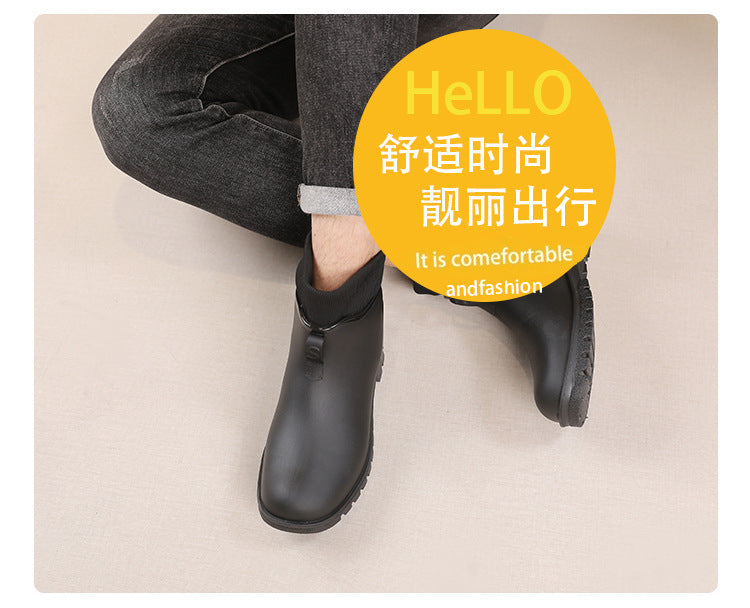 Water Shoes for Women, Chelsea Style with Fleece Lining, Short Rain Boots for Men, Low-Top Rubber Shoes for Men and Women, Non-Slip and Wear-Resistant