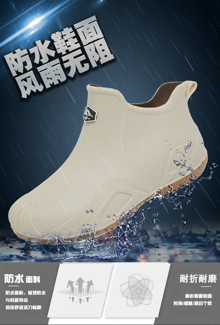 One Piece Free Shipping Cross-Border New Fashion Short-Tube Water Shoes, Waterproof and Non-Slip for Outdoor Wear, Fleece-Lined Kitchen Rain Shoes for Men