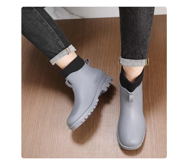 Water Shoes for Women, Chelsea Style with Fleece Lining, Short Rain Boots for Men, Low-Top Rubber Shoes for Men and Women, Non-Slip and Wear-Resistant