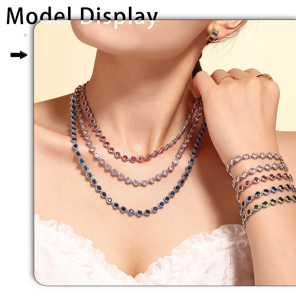 INS Internet Celebrity Bohemian Zircon Bracelet Simple Advanced Dopamine Necklace Advanced Temperament Jewelry suit