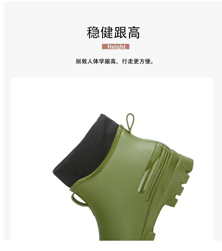 Water Shoes for Women, Chelsea Style with Fleece Lining, Short Rain Boots for Men, Low-Top Rubber Shoes for Men and Women, Non-Slip and Wear-Resistant