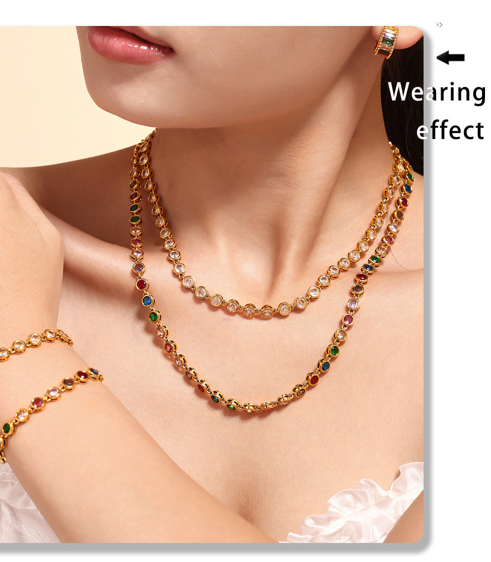 INS Internet Celebrity Bohemian Zircon Bracelet Simple Advanced Dopamine Necklace Advanced Temperament Jewelry suit