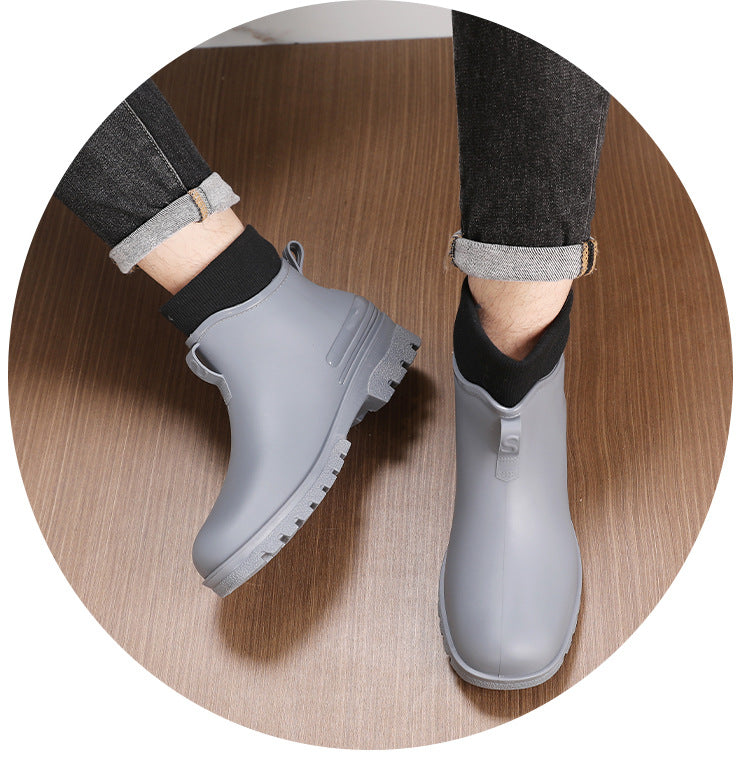 Water Shoes for Women, Chelsea Style with Fleece Lining, Short Rain Boots for Men, Low-Top Rubber Shoes for Men and Women, Non-Slip and Wear-Resistant