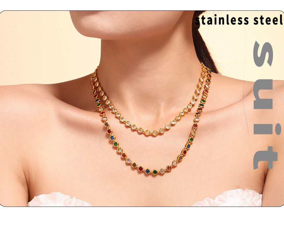 INS Internet Celebrity Bohemian Zircon Bracelet Simple Advanced Dopamine Necklace Advanced Temperament Jewelry suit