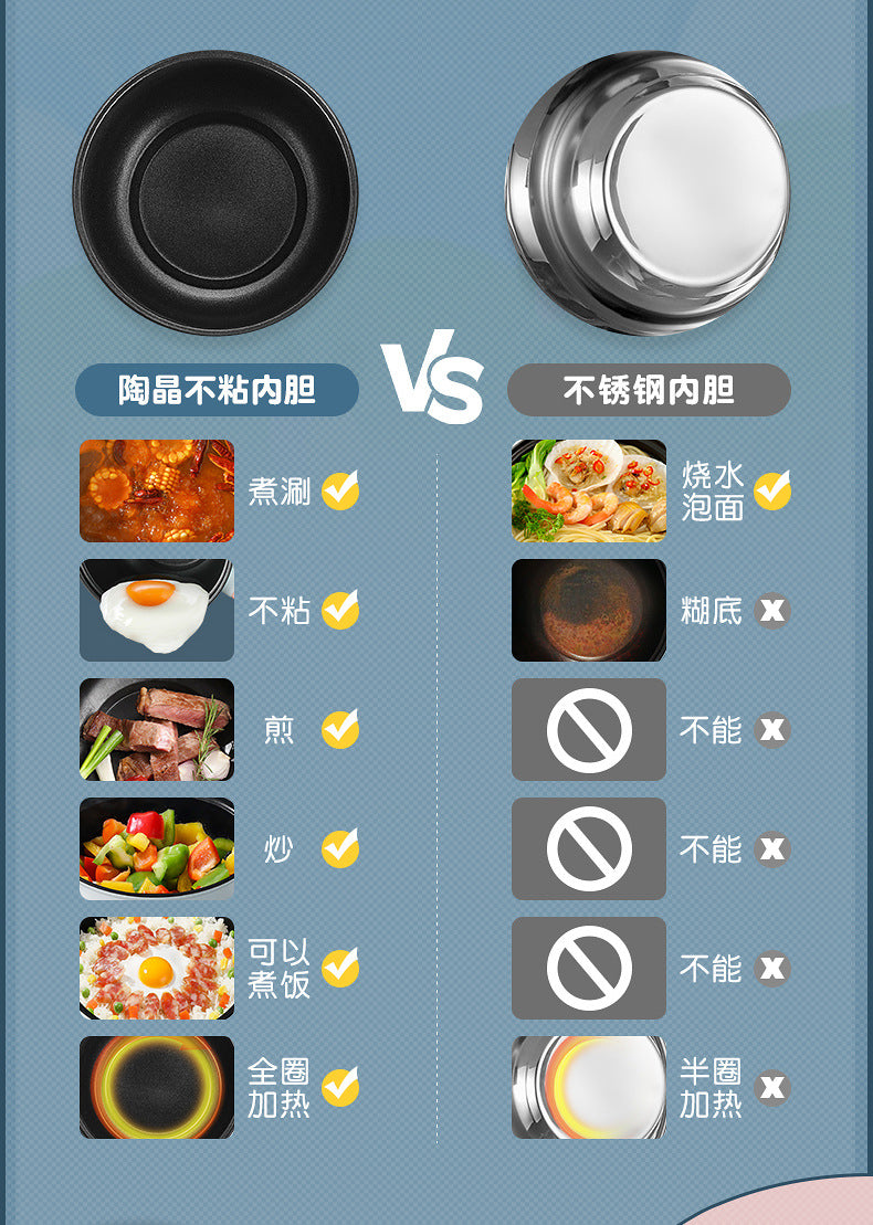 Electric Cooking Pot Dormitory Student Household Small Electric Hot Pot Mini Small Electric Pot Instant Noodle Pot Cooking Noodles Small Pot Gift Wholesale