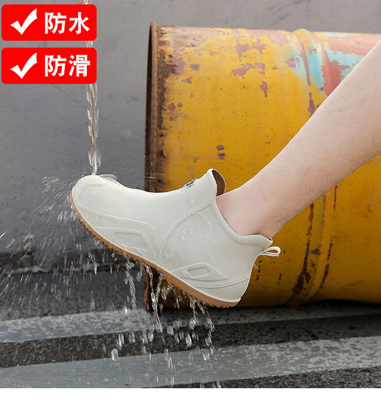 One Piece Free Shipping Cross-Border New Fashion Short-Tube Water Shoes, Waterproof and Non-Slip for Outdoor Wear, Fleece-Lined Kitchen Rain Shoes for Men