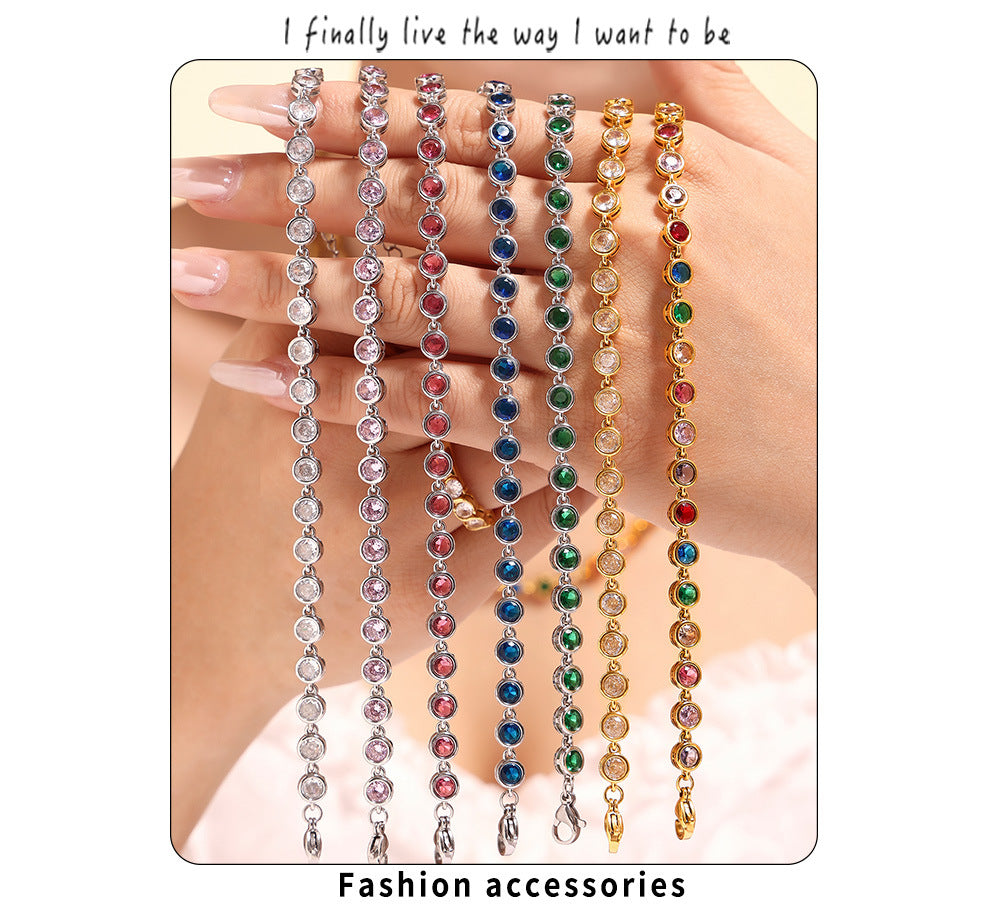 INS Internet Celebrity Bohemian Zircon Bracelet Simple Advanced Dopamine Necklace Advanced Temperament Jewelry suit
