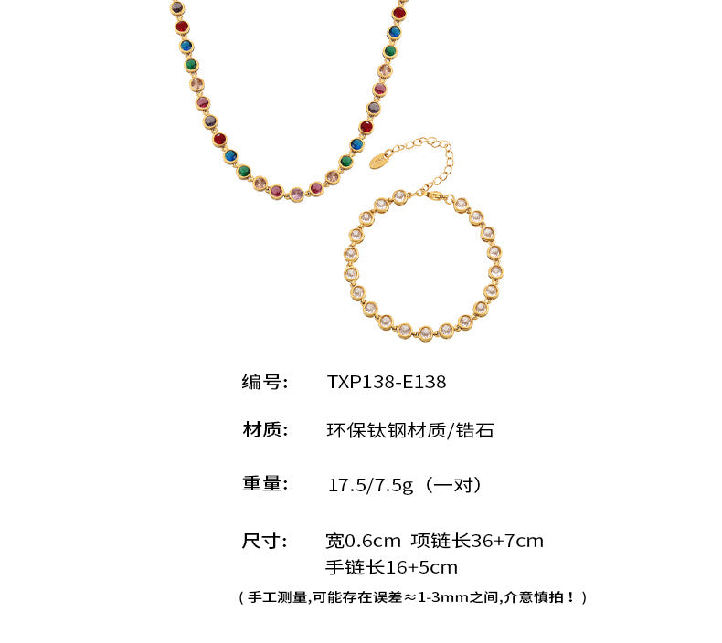 INS Internet Celebrity Bohemian Zircon Bracelet Simple Advanced Dopamine Necklace Advanced Temperament Jewelry suit