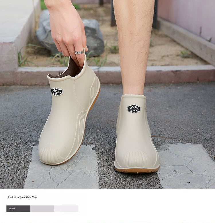 One Piece Free Shipping Cross-Border New Fashion Short-Tube Water Shoes, Waterproof and Non-Slip for Outdoor Wear, Fleece-Lined Kitchen Rain Shoes for Men
