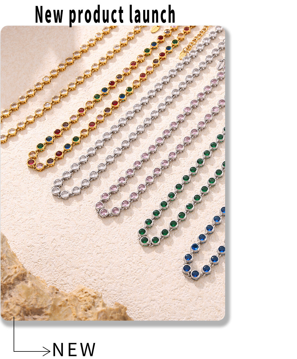 INS Internet Celebrity Bohemian Zircon Bracelet Simple Advanced Dopamine Necklace Advanced Temperament Jewelry suit