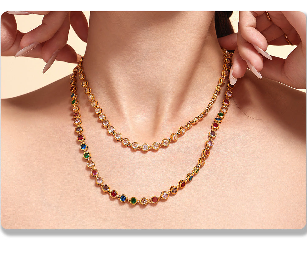 INS Internet Celebrity Bohemian Zircon Bracelet Simple Advanced Dopamine Necklace Advanced Temperament Jewelry suit