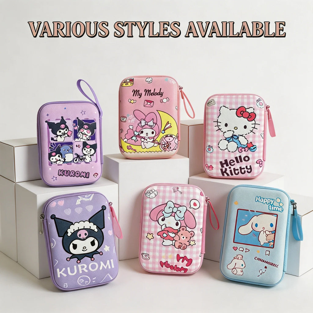 Cartoon Sanrio Data Cable Headphone portable hard drive Storage Bag Charger Protective Case coin purse Travel essentials gifts