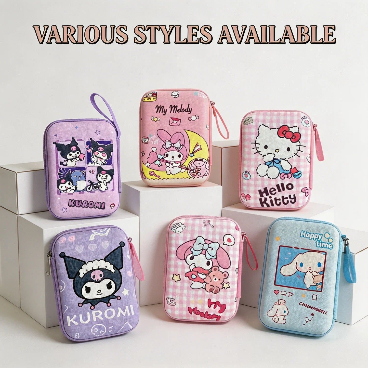 Cartoon Sanrio Data Cable Headphone portable hard drive Storage Bag Charger Protective Case coin purse Travel essentials gifts