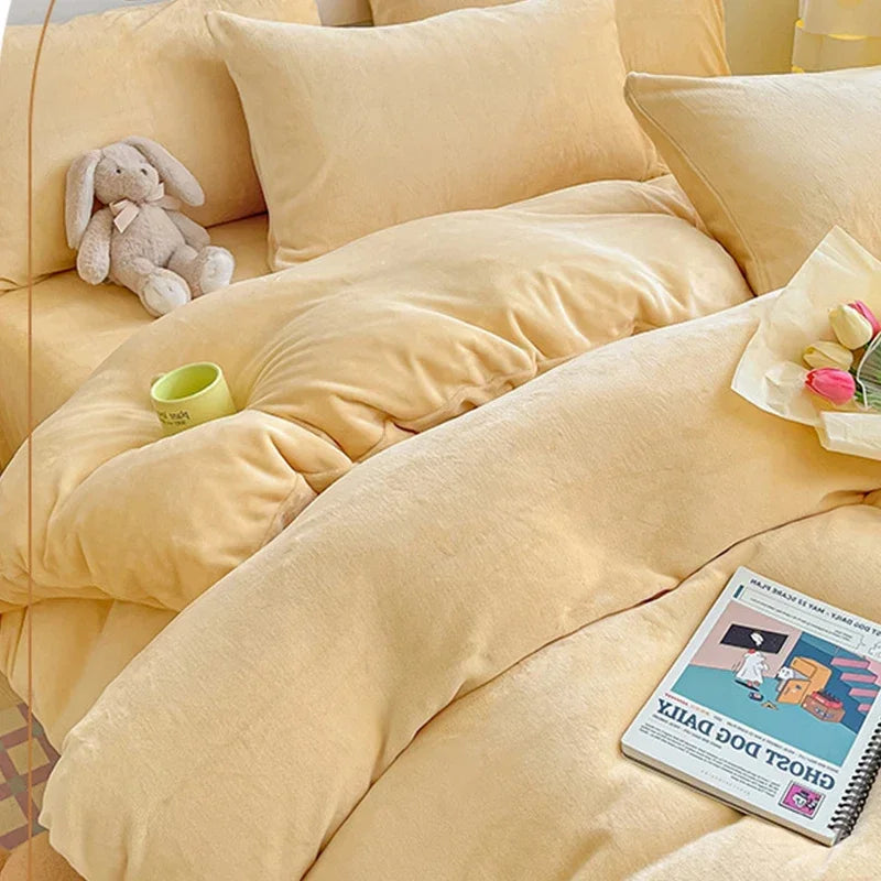 Milk Velvet Soft Duvet Cover Thicken Warm Solid Color Duvet Autumn/winter Twin Queen King Comforter Cover 이불커버 Couette 220x240