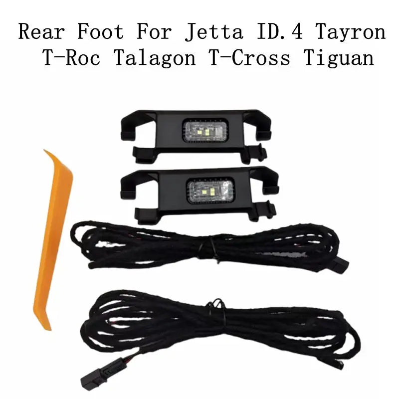 2pcs  Rear footlight LED Footwell Lighting + Cable Rear set for T-ROC Jetta Polo T-Cross Enyaq