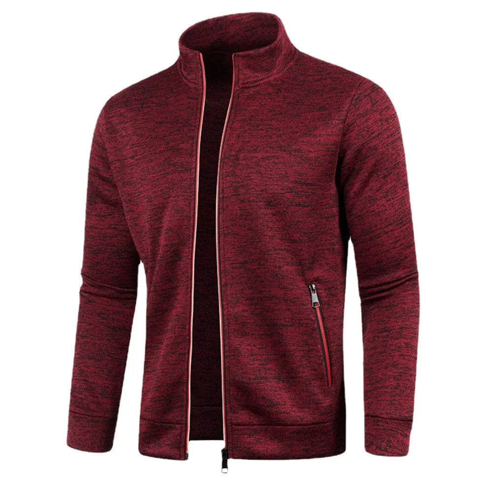 Autumn Winter New Men's Long Sleeves Zipper Knit Thin Fashion Hoodies Sweatshirt Solid Color Thicker  Top Slim Fit Male Clothing (Copy)
