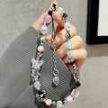 Korea Purple Beaded Flower Candy Butterfly Bracelet Phone Chain Pendant For iPhone Universal Accessories Chain Stylish Jewelry