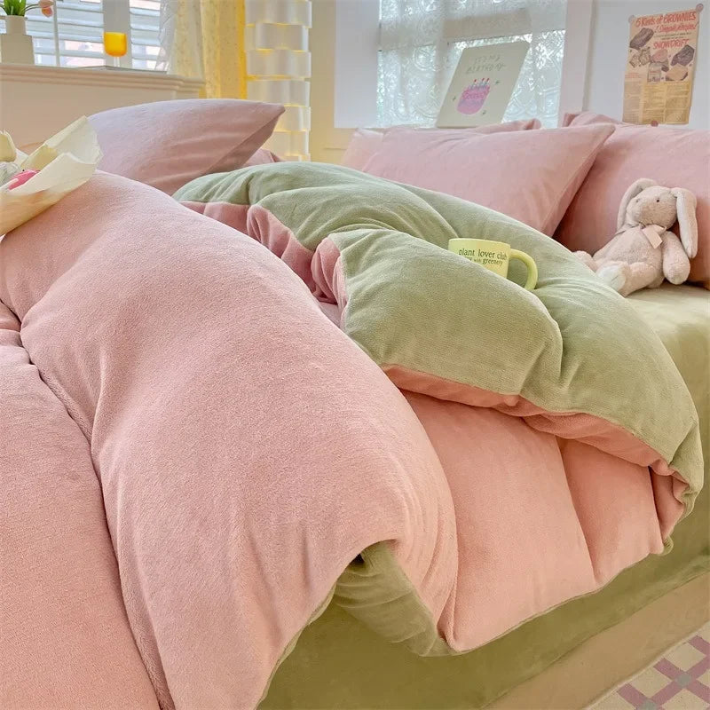 Milk Velvet Soft Duvet Cover Thicken Warm Solid Color Duvet Autumn/winter Twin Queen King Comforter Cover 이불커버 Couette 220x240