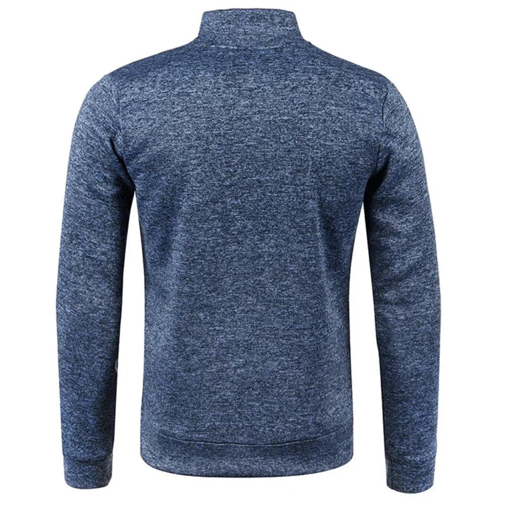 Autumn Winter New Men's Long Sleeves Zipper Knit Thin Fashion Hoodies Sweatshirt Solid Color Thicker  Top Slim Fit Male Clothing (Copy)