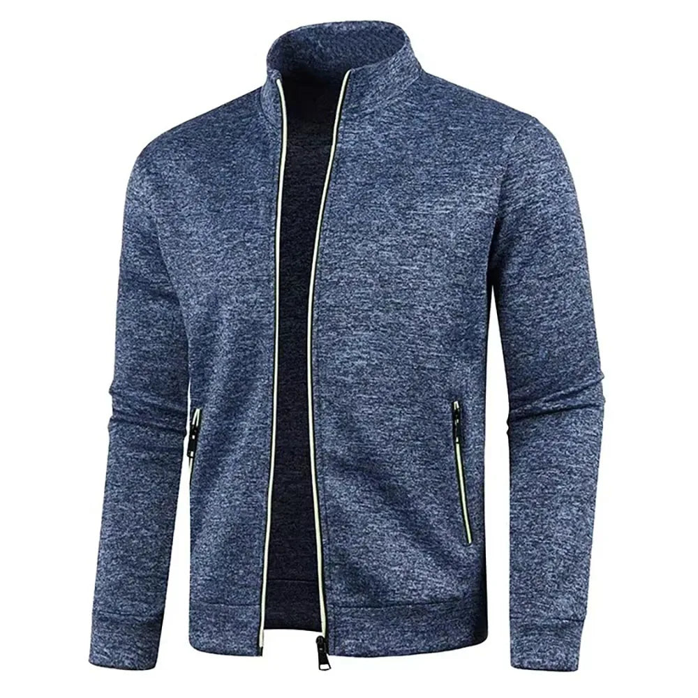 Autumn Winter New Men's Long Sleeves Zipper Knit Thin Fashion Hoodies Sweatshirt Solid Color Thicker  Top Slim Fit Male Clothing (Copy)