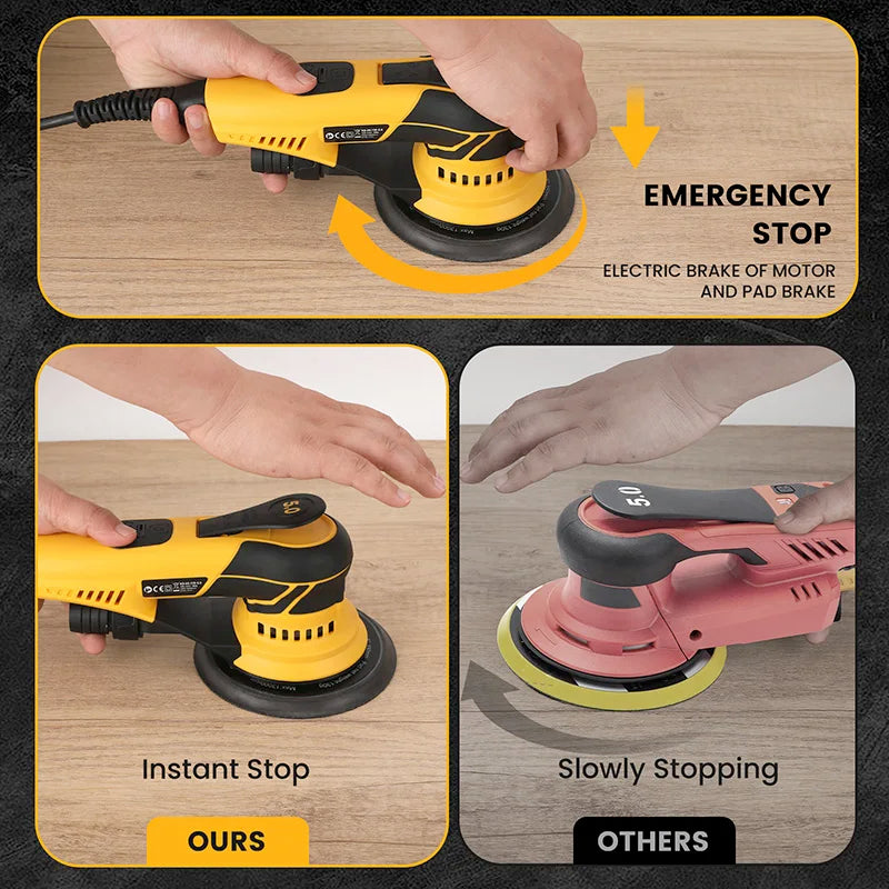 5.0 Eccentricity Electric Random Orbital Sander Metal Auto Grinding Machine Woodworking Sanding Tools Sander Wood Job Polisher